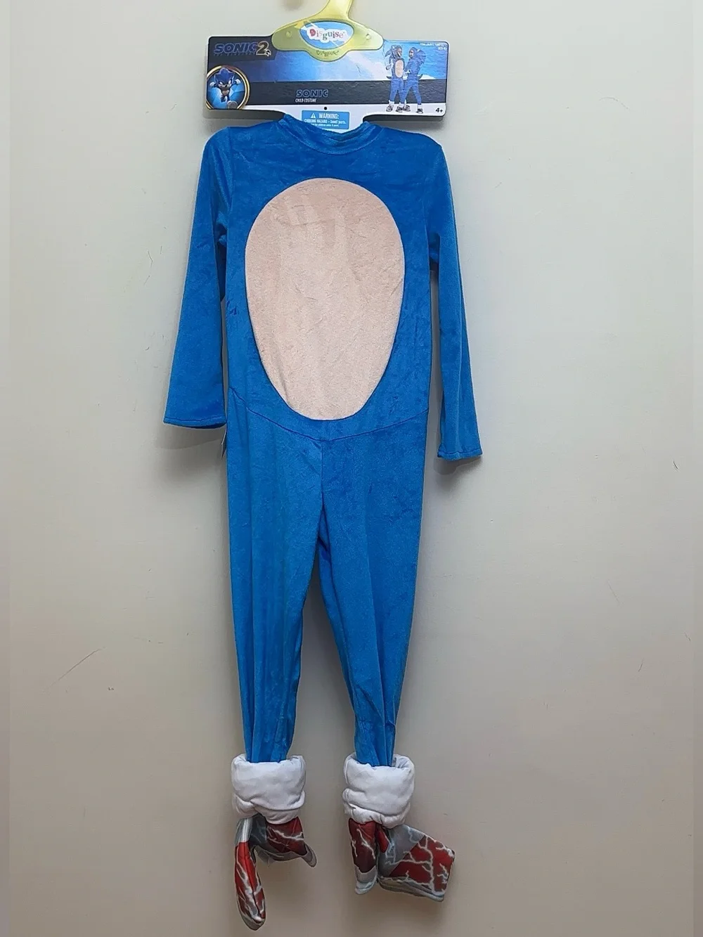 NWT Sonic the Hedgehog Costume Kids Size 5-6 Inflatable Headpiece Halloween